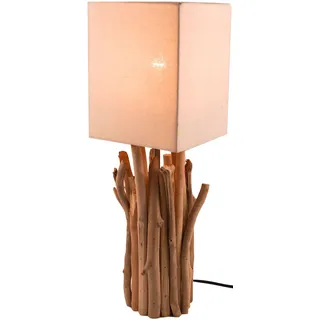 GURU SHOP Tischleuchte/Tischlampe Kukuma, Treibholz, Baumwolle, in Bali Handgemacht aus Naturmaterial - Modell Kukuma, 50x17x17 cm