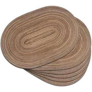 Noctiflorous Ovale geflochtene Platzsets, 30,5 x 45,7 cm, runde Tischsets für Esstische, natürlich gewebt, hitzebeständig, 6 Stück (ovales Braun)