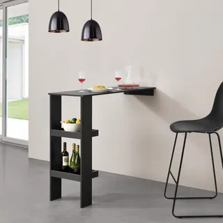 [en.casa] Bartisch Sölvesborg 120x45x106cm für Wandmontage Schwarz