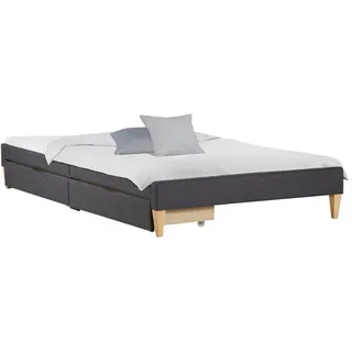 Homestyle4u Polsterbett mit Stauraum 140/200 cm in Grau , Textil , 140x200 cm , Schlafzimmer, Betten, Polsterbetten