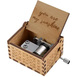 Musikkästchen aus Holz „You Are My Sunshine“, Spieluhr mit Laser-Gravur, Vintage-Box, Geschenk, für Geburtstage, Weihnachten, Valentinstag