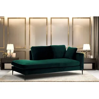 Home affaire Recamiere »Cozy Chaiselongue, Maße B/T/H: 195/97/80 cm« mit losen Kissen und Metallbeinen, Armlehne links oder rechts wählbar, grün
