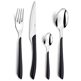 Amefa ECLAT Besteck Set | Schwarz | Essbesteck 16-teilig | für 4 Personen | Edelstahl rostfrei | hochwertige Kunststoff-Griffschalen | spülmaschinenfest | Besteck Set 4 Personen | Campingbesteck