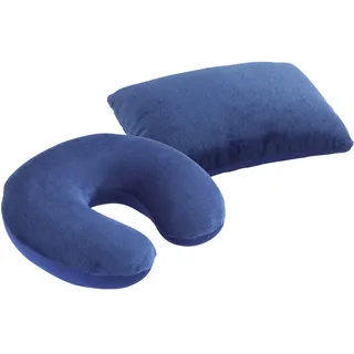 Maximex Reisekissen 2er-Set , Dunkelblau , Textil , 32x20 cm , Heimtextilien, Kopfpolster & Bettdecken, Kopfkissen, Nackenkissen