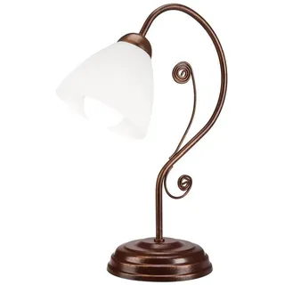 Tischlampe Shabby Braun Glas Metall Rustikal PRISCILLA Leuchte Nachttischlampe
