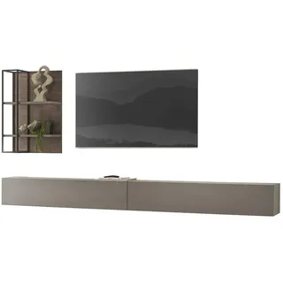 furn.design Wohnwand Eiche, grau Holzwerkstoff, Nachbildung,Eiche, 304x170x30 cm Wohnzimmer, Wohnwände, Anbauwände