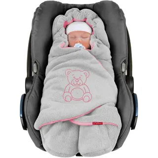 ByBoom Einschlagdecke Babyschale Winter - Herbst - Frühling, 'Die Decke' seit 2009, Maxi Komfort - Cosi Bella, Grau/Rosa