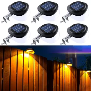 GVOREE Dachrinnen Solarleuchten, Solarlampen für Außen Solarleuchten IP55 Wasserdicht 100LM für Zaun, Terrasse, Gehwege, Hof, Garage, Eave,Warmes Licht 6 Stück