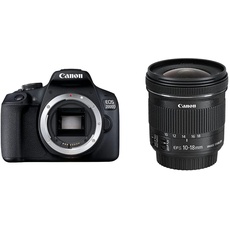 Canon EOS 2000D Spiegelreflexkamera Gehäuse, schwarz & EF-S 10-18mm F4.5-5.6 is STM Ultraweitwinkel Objektiv (67mm Filtergewinde) schwarz