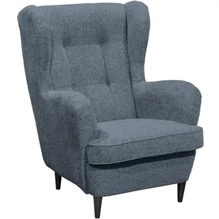 Mid.you Ohrensessel , Blau , Textil , Buche , massiv , 78x102x98 cm , Wohnzimmer, Sessel, Ohrensessel