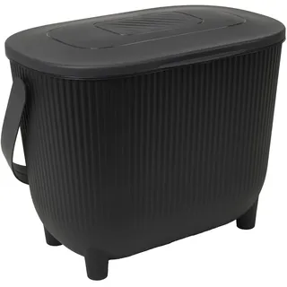 Eda - Komposteimer 10 l mit Kohlefilter – XXL-Öffnung – Geruchsfilter – modernes Design – Schwarz