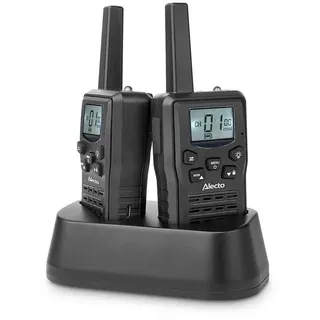 Alecto FR-200BK Walkie-Talkie, 2er Pack, max. Reichweite: 10 km inkl. Akku und Ladestation