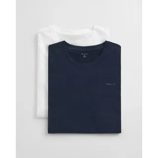GANT Herren, T-SHIRT 2er Pack - C-NECK T-SHIRT 2-PACK, Rundhals, kurzarm, Cotton Marineblau/Weiß L