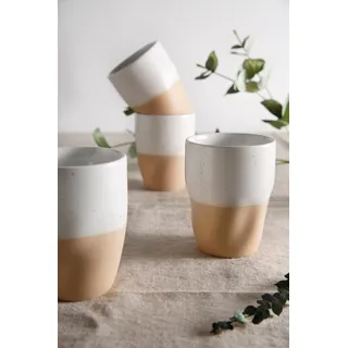 my home Becher »Trinkbecher, modernes Geschirr-Set Bruddesta, 4er Set« hohe Haltbarkeit, spülmaschinengeeignet & mikrowellengeeignet, 300 ml, weiß