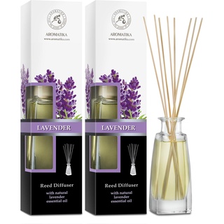 Raumduft Diffuser Lavendel 2x100ml - Raumduft Stäbchen Set - Lavendel Reed Diffuser mit Ätherischem Lavendel Öl - Aromadiffusers - Lufterfrischer - Duftdiffusor - Raumbeduftung - Lavendel Duft