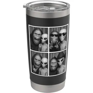 Photobooth, Bigfoot & Alien Selfie, lustiges Sasquatch-Foto Doppelwandiger Edelstahl-Thermobecher