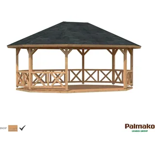 Palmako Holz-Pavillon Betty Braun tauchgrundiert 615 cm x 465 cm ohne Fußboden