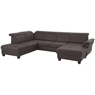 Home Affaire Wohnlandschaft »Solvei U-Form« Sitztiefenverstellung und Federkern, wahlweise Kopfteilverstellung, grau