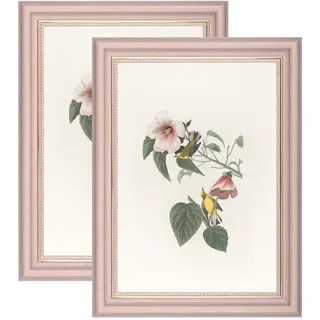 YoHyien Bilderrahmen Vintage A4 2er Set, Retro Fotorahmen zum Aufhängen und Aufstellen, Shabby Chic Postkarten Rahmen für Den Schreibtisch, Picture Photo Frame for Wall (Rosa, 21 x 30 cm)