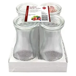 BILLIET Weck 55898W Vorratsglas mit Deckel, 250 ml, 4 Stück, Glas, durchsichtig