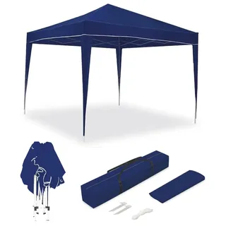 Faltpavillon, 3 x 3 m, klassisch, blau, wasserdicht, inklusive Wind- und Heringe, Stahlgestell, Gartenpavillon, Strandpavillon, Outdoor, Camping, Partys, Hof, Terrasse