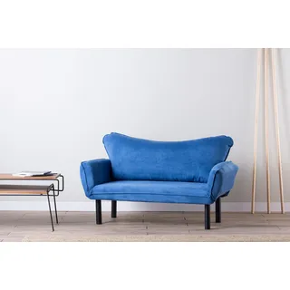 Hanah Home, Chatto - Blue, Schlafsofas, 2-Sitzer-Schlafsofa, Blau, Baumwolle, 150 x 75 x 70 x cm - Blau