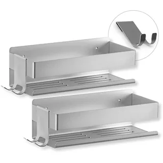 BENKSTEIN Duschablage 2er-Set | Duschregal – zum Kleben oder Bohren | Duschkorb zum Hängen – ohne Bohren montierbar | Duschgel & Shampoo Halterung für Dusche & Co. | Badezimmer Organizer, Shower Shelf