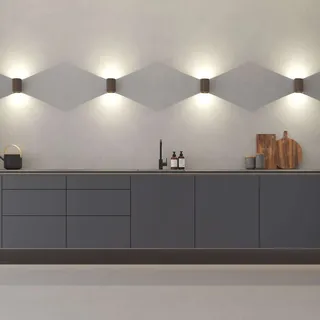 Loevschall Wandleuchte »Sekvens LED Wandleuchte, Wandlampe für Küche, Bad, Flur & Wohnzimmer« LED-Modul 1 Stk. Warmweiß Stilvoll & modern, Wasserdicht, Auf und ab Einstellbar, braun