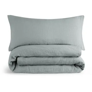 Blumtal Musselin Blau 135 x 200 cm + 40 x 80 cm