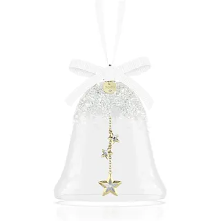 Swarovski Annual Edition Weihnachtsglocke 2025, Festliches Kristallornament im Glasdesign mit 1.300 Kristallen, Sternenklöppel und Weißem Ripsband, Größe: 9 x 7.6 x 7.6 cm