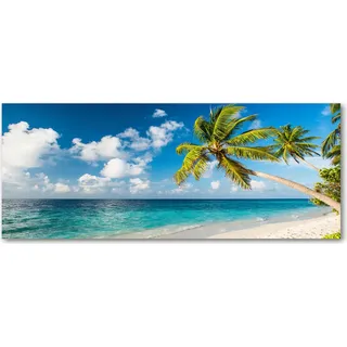 Tulup® Küchenrückwand Spritzschutz aus Glas -125x50 -Spritzschutz auf gehärtetes Glas Deko Landschaften Malediven Strand - Blau