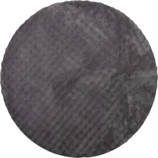 vidaXL Bereichsteppiche Rund SIROLO Anthrazit Ø 120 CM Polyester - Grau