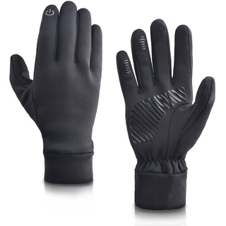 Azarxis Fahrradhandschuhe Herren, Touchscreen Handschuhe Winddicht und rutschfest Winterhandschuhe Damen Sporthandschuhe für Laufen, Radfahren (Schwarz, M)