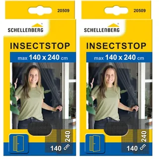 Schellenberg 20509 Fliegengitter für Türen Fliegenvorhang für Balkontür & Terrassentür, Maße 140 x 240 cm, einfache Montage ohne bohren, inkl. Befestigungsband und Gewichte (Packung mit 2)