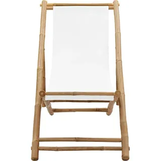 vidaXL Liegestuhl Bambus und Canvas - Weiß