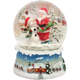Dekohelden24 Schneekugel Ø 6,5 cm Santa und Schneemann