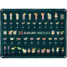 Blechschild 30x40 cm - 50 Fabulous Cocktails Drinks