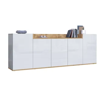OTTO home BOLSENA 200 x 71,2 x 35 cm Weiß / Eiche Wotan