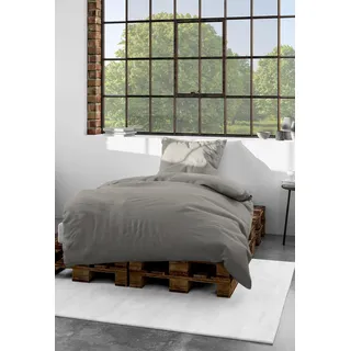 Bierbaum Bettwäsche 3899, Mako-Satin, 100% Baumwolle, Designed in Germany, Taupe 81, 135 x 200 + 80 x 80 cm