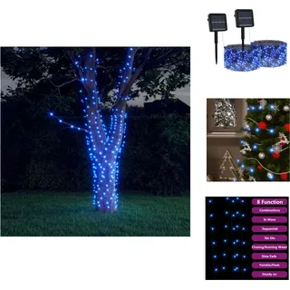 vidaXL Solar-Lichterkette 2 Stk. 2x200 LED Blau Innen Außen - Weihnachtsbeleuchtung - Blau