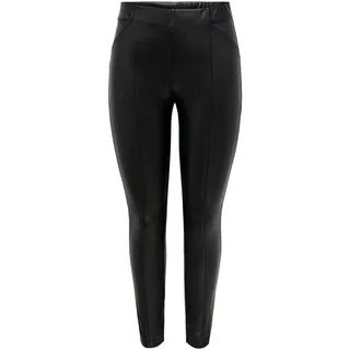 ONLY Damen Leder Optik PU Leggings Stretch Biker Look Hose Skinny Coated Pants Gefüttert ONLJESSIE Wet-Look, Farben:Schwarz, Größe:38