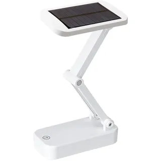 KINGCOO Solar Faltbare Schreibtischlampe, Tragbare 24LED Touch Dimmbar Lese Nachttischlampe,Solar/USB Aufladung Student Nachtlicht Akku Tischlampe für Büro Schlafzimmer Reise Außen Notfall (Weiß)