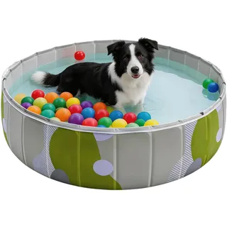 Hundepool Faltbarer, 80x20cm Planschbecken für Hunde, Rutschfestes Hundeplanschbecken Robuster, Verdicktes PVC Hundeschwimmbad Faltbar Hundebadewanne Swimmingpool Tierpool für Katzen und Hunde