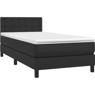 vidaXL Boxspringbett mit Matratze Schwarz 100x200 cm Kunstleder