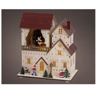 Kaemingk Weihnachtslandschaft Haus mit Bewegung, Licht und Musik (19x12x22cm)