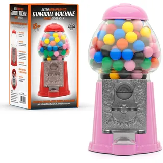 CKB LTD Gumball Machine Retro Süßigkeitenspender Aufbewahrung Sparschwein Sparschwein Münze betrieben Spardose H23 cm (kleine Größe 23 x 12,5 x 11,5 cm) (Rosa)