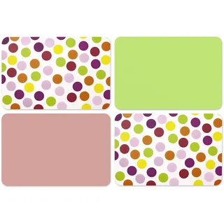 Vénilia Tischsets Happy Mix - 4 Stück - lebensmittelecht - 59143 | Platzsets abwaschbar, Platzdeckchen, Tischunterlage, Tischmatten Esstisch
