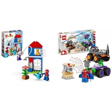 LEGO 10995 DUPLO Spider-Mans Haus & 10782 Marvel Spidey und Seine Super-Freunde Hulks und Rhinos Monster Truck-Duell, Spider-Man-Set