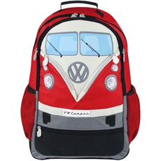 Bild VW Collection - Volkswagen Wander-Laptop-Tages-Schul-Rucksack im T1 Bulli Bus Design (30l/Groß/Bus Front/Rot)