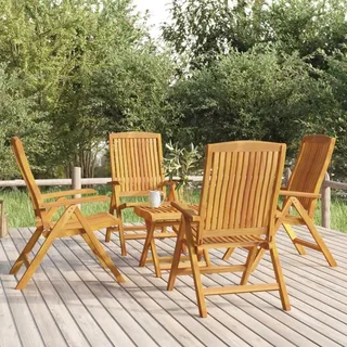 The Living Store 5-tlg. Garten-Lounge-Set Massivholz Teak - Braun